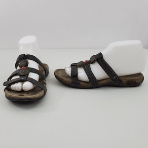 Taos Prize Sandals 7 Leather Strappy Slides Orange‎